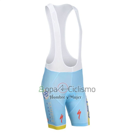 Astana Ropa Ciclismo Culotte Corto 2014 Mangas Cortas Azul Claro